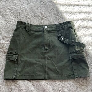 Olive Denim Mini Skirt